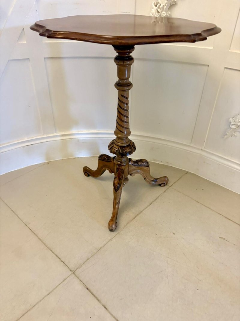 Antique Victorian Quality Burr Walnut Lamp Table - Image 7